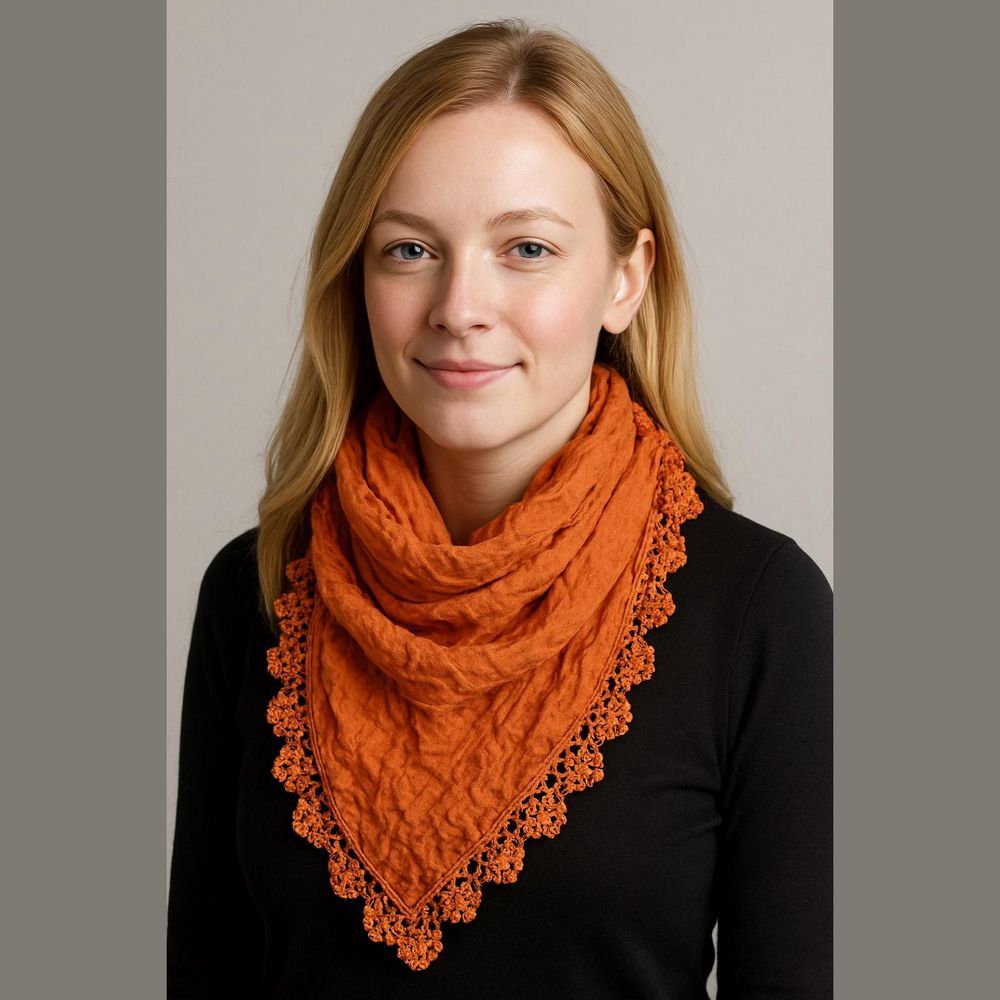 Honey Colored Scarf Crochet Trim 100% Rayon
